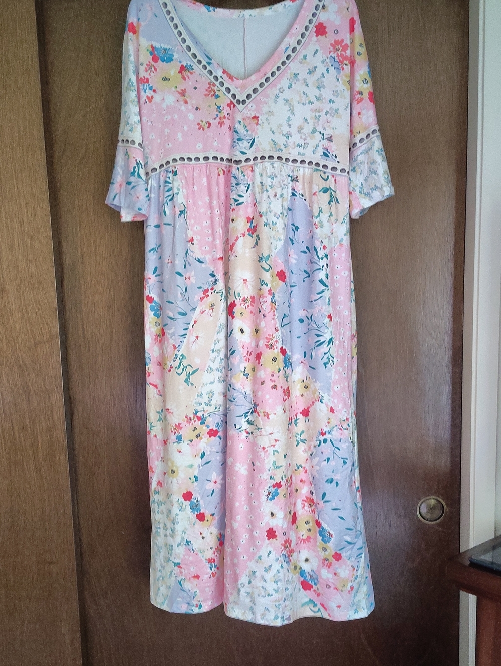 Pastel Floral V-Neck Midi Dress, Never Worn